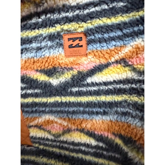 Billabong Switchback Print Fleece Pullover Front Pocket Sherpa Jacket Medium - Picture 6 of 7